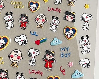 Adesivi per unghie Snoopy, decalcomanie per unghie, nail art in stile cartone animato, graziosi design per unghie, unghie fai da te semplici, adesivi per manicure, adesivi per nail art, regalo