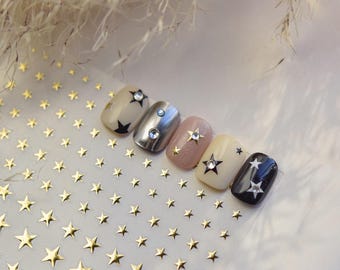 Gold Star Silver Star Nail Stickers Nail Decals, Star Nail Art, Star Nail Designs, Simple DIY Nails, Manicure Nail Art Stickers, Custom Gift