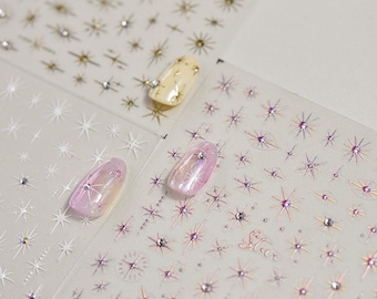 Sparkle Stars Nail Stickers Nail Decals, Rhinestone Nail Art, Stars Nail Designs, DIY Nail Art, Manicure Stickers, Simple Nails, Custom Gift