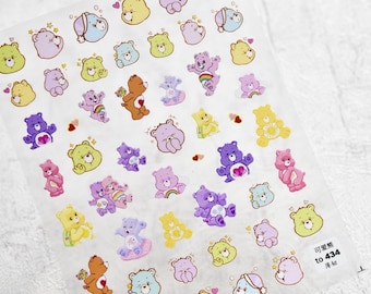 Carebears Nail Stickers Nail Decals, Cartoon Nail Art, Cute Nail Designs, Simple DIY Nail Art, Manicure Supplies, Adhesive, Custom Gift