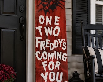 Letrero de madera hecho a mano de Freddy Krueger de Elm Street para colocar en el porche / Pesadilla antes de Halloween