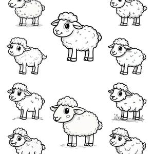 May include: A black and white illustration featuring 15 sheep coloring pages. Each sheep has a fluffy white body and a smiling face. The text "15 SHEEP COLOURING PAGES" is at the top, and "CREATED BY CANDACE MARTIN" is at the bottom.