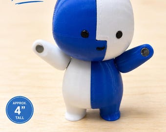 Lil Finder Guy – Magnetic Poseable Mini Figure | 3D Printed Desk Toy | Cute Art Toy | Blue & White Collectible