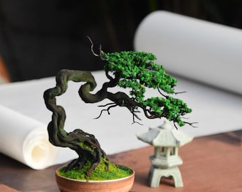 Miniature Bonsai Tree in Aluminum Wire – Artificial Zen Tree in a Pot – Home/Office Decor – Unique Gift – Customizable Sculpture