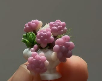Mini Potted Succulent Plant – Dollhouse Decoration – Handmade Clay Plant – Craft Gift – Customizable Floral Miniature