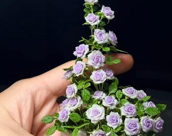 Miniature Flower Pot with Clay Rose – Miniature Plant for Dollhouse – Handmade Miniature Decoration – Customizable