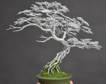 Customizable "Silver Cloud" Bonsai Tree made of aluminum wire, unique gift, Tree of Life design, zen decor, handcrafted, miniature tree