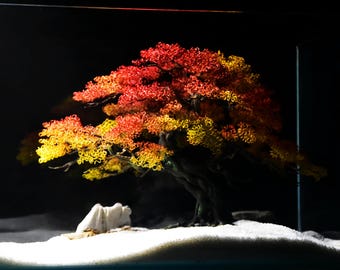 Aluminum Wire Tree for Freshwater Aquarium – Autumn Light – Handmade Rustproof Tree for Aquascaping – Customizable Decoration
