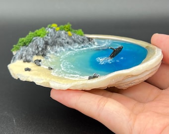 Mini beach made from South African abalone shell – Ocean decor, resin, seascape, natural seashell, customizable handcrafted decoration