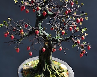 Handmade miniature bonsai tree made of aluminum wire, sculpted tree, zen decoration, everlasting bonsai, personalized gift, office decor, decorative tree