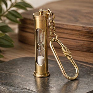 Personalisierte Messing Sanduhr Schlüsselanhänger Gravur Mini Sanduhr, Vintage Wasser Steampunk Geschenk, Einzigartige Taschenanhänger