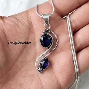 Tanzanit Statement-hänge, 925 sterlingsilver, handgjorda ädelstenssmycken, snyggt föremål,