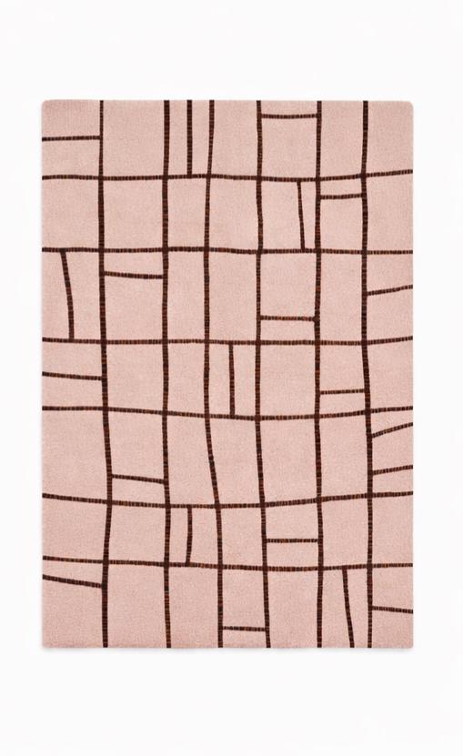 Handmade Abstract Grid Area Rug, Modern Minimalist Tufted Wool Carpet ...