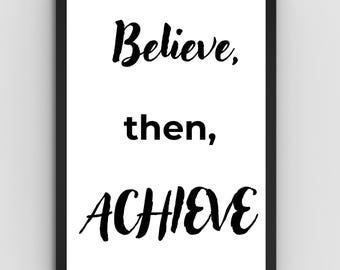 11 x 14 pulgadas Cree, luego LOGRA / Arte de pared inspirador / Mentalidad de crecimiento / Decoración para el aula o la oficina