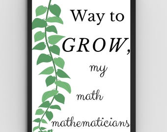 Póster imprimible de 11 x 14 PULGADAS "Camino a CRECER, Mis Matemáticos"