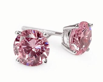 3 kt Lab-diamantroze oorknopjes, geschroefde achterkant, 925 zilver - elegant sprankelend en glans
