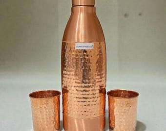 Super Jumbo 2500ml/85oz Pure Copper Hand Hammered Bottle.