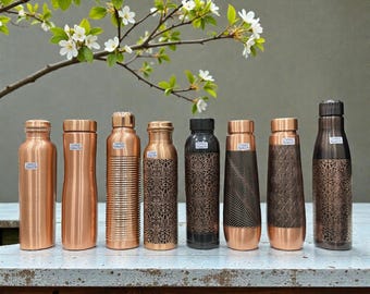 Pure Copper Water Bottles. 1Liter / 33.8oz. Handcrafted.