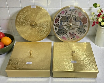 Messing handgemaakte masaladoos / kruidendoos India. Housewarmingcadeau