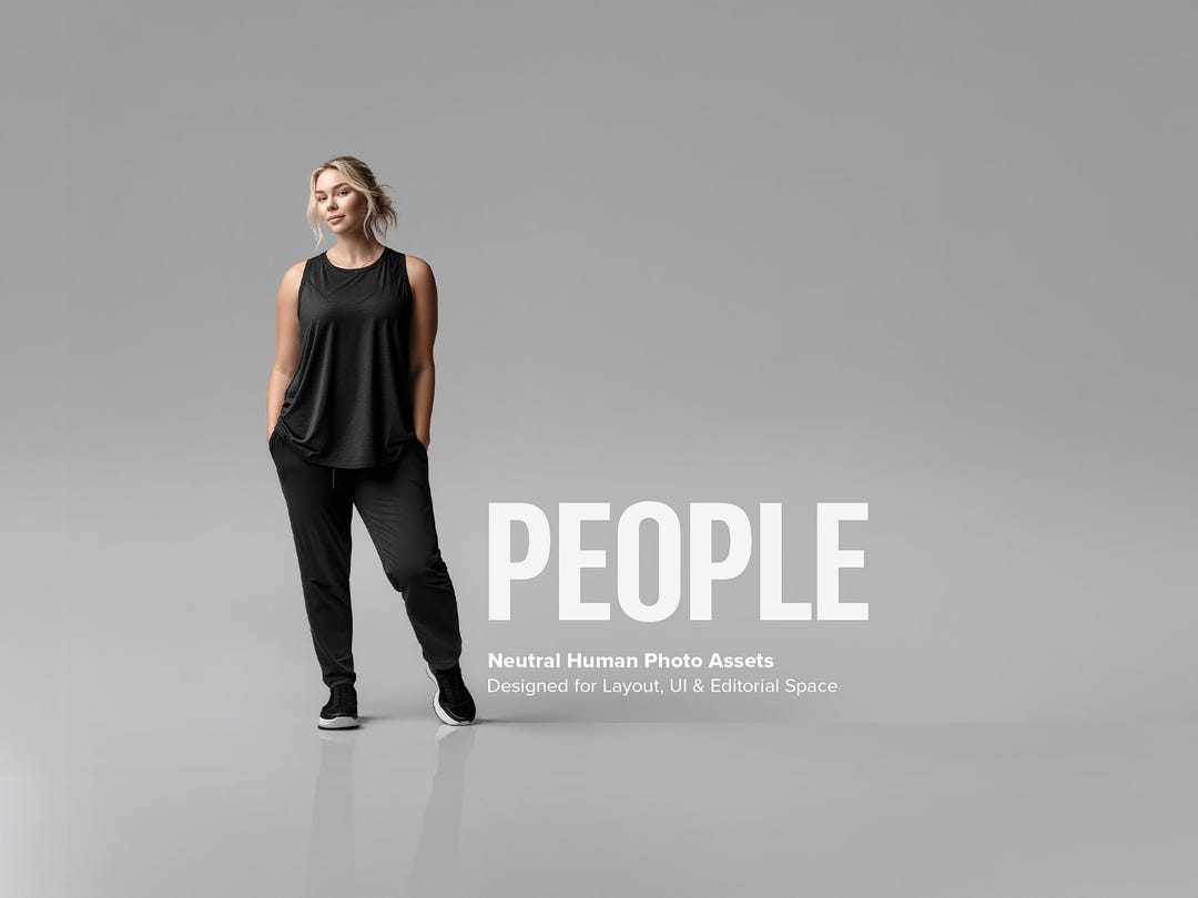 Presence-first Left-aligned Female Photo Assets for Editorial, Layout ...