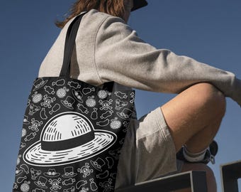 Luffy One Piece Anime Tote Bag | Pirate Straw Hat Illustration