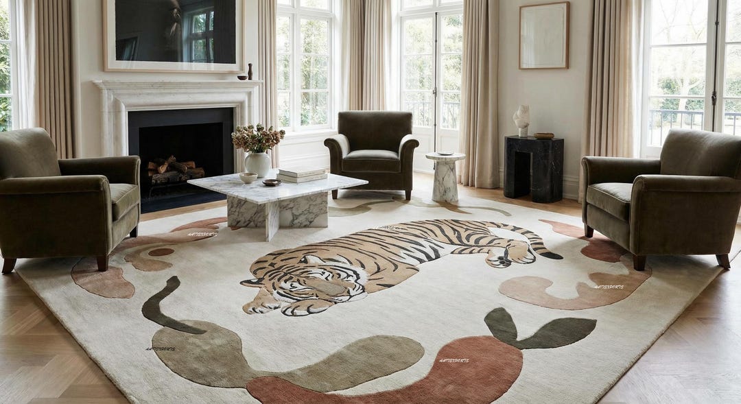Modern Wildlife Tiger Pattern Hand-tufted Premium Nursery Rug ...
