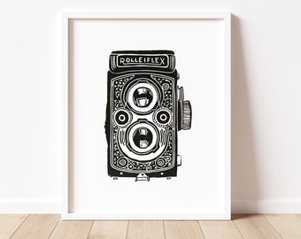 Odbitka z aparatu w stylu vintage, czarno-biała fotografia – Hasselblad, Rolleiflex