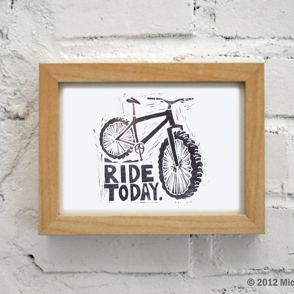 Mountain Bike Art  - Small Black Print