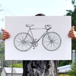 Bicycle Art Print - Black Road Bike Wall Art