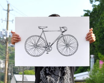 Bicycle Art Print - Black Road Bike Wall Art