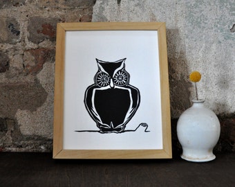 Owl Art Print - Black and White Wall Art