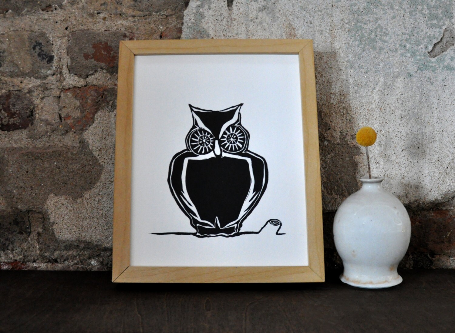 Owl Art Print - Black and White Wall Art