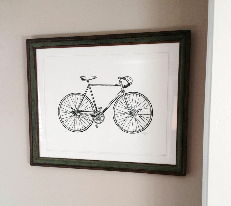 Bicycle Art Print Black Road Bike Wall Art Etsy