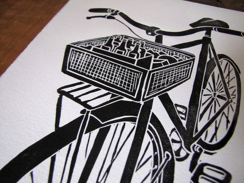 Bike Art and Beer Print Black Wall Print image 3