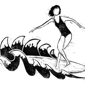 Surfer Art Longboard Cross Step