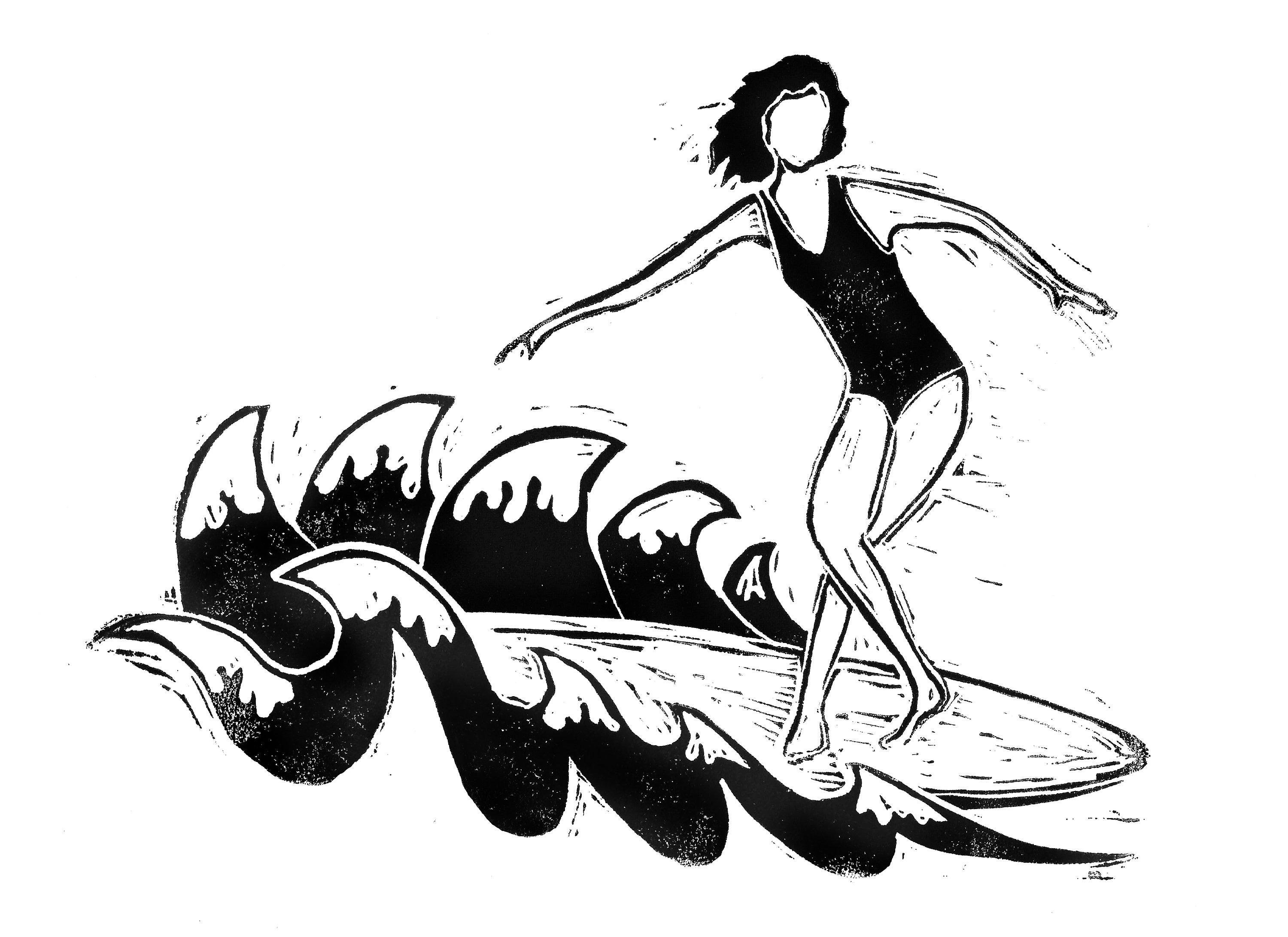 Surfer Art Longboard Cross Step - Etsy