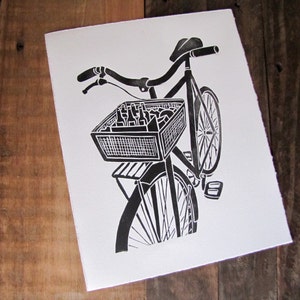 Bike Art and Beer Print Black Wall Print image 2
