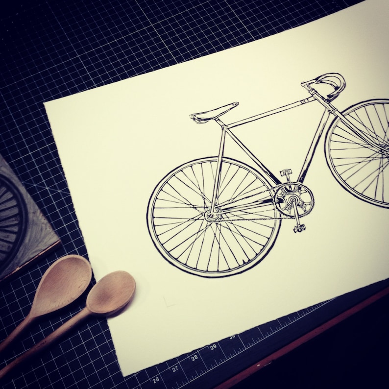 Bicycle Art Print Black Road Bike Wall Art Etsy