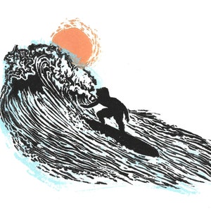 Surfer Print, Handmade Block Print
