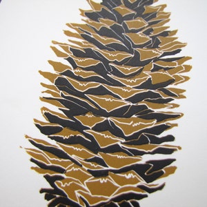 Art Print with Black and Bronze Pinecone Art image 4