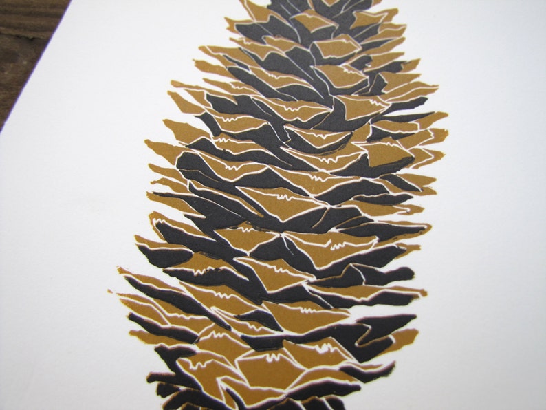 Art Print with Black and Bronze Pinecone Art image 4