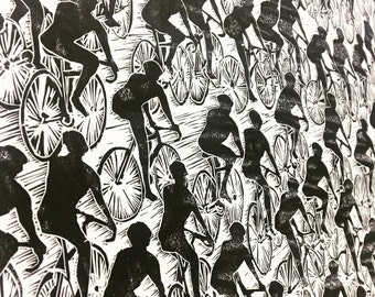 Bicycle Peloton II Wall Art Print - Black and White Bike Art