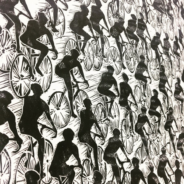 Bicycle Peloton II Wall Art Print - Black and White Bike Art