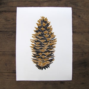 Art Print with Black and Bronze Pinecone Art image 2