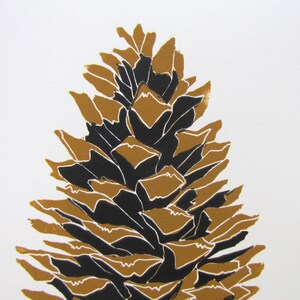 Art Print with Black and Bronze Pinecone Art image 3