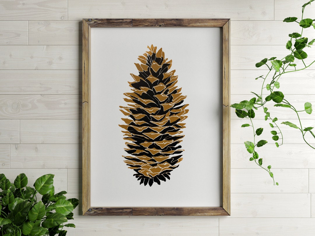 Art Print With Black and Bronze Pinecone Art - Etsy