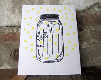 Firefly Mason Jar Print - Summer Home and Garden Decor