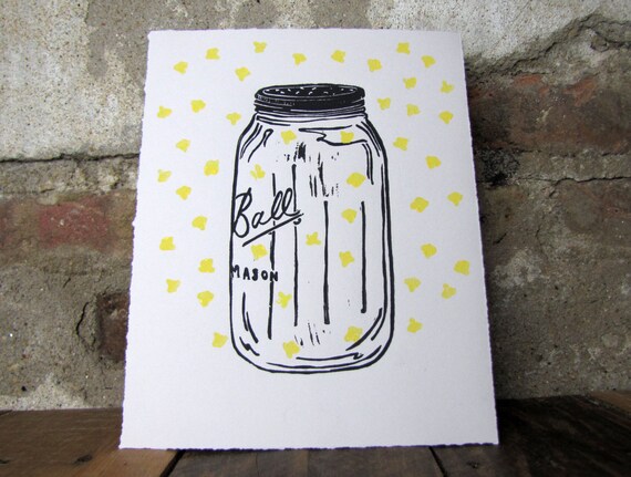 Firefly Mason Jar Print Summer Home and Garden Decor | Etsy