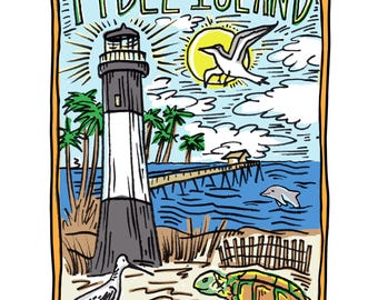 Ilustracja artystyczna z Tybee Island w Georgii