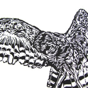 Owl Hunting Prey Block Print Wall Art image 2